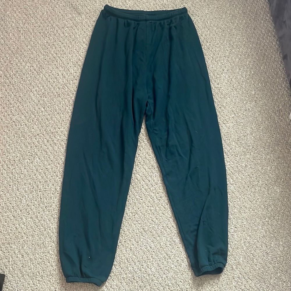 Green fleece aerie sweat pants